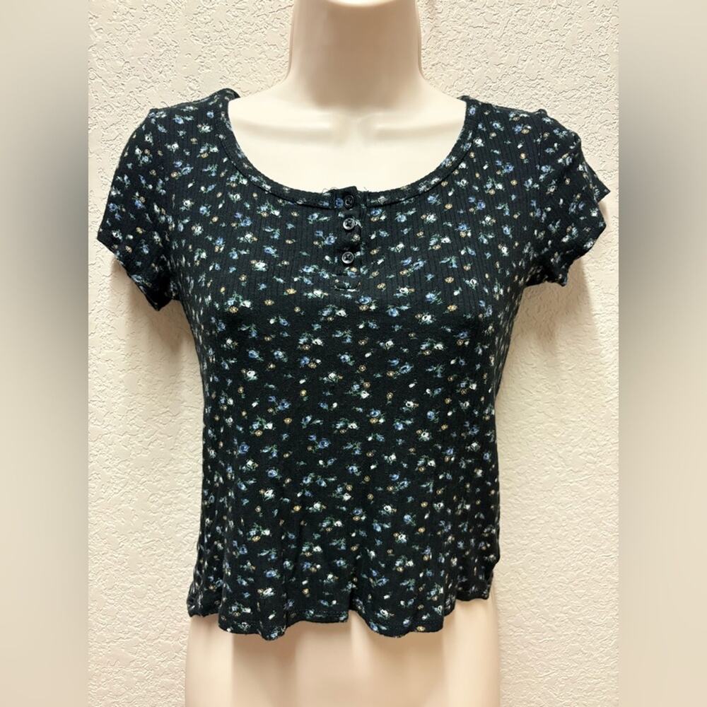 Tucker + Tate Black Floral Short Sleeve Top Sz 14/16